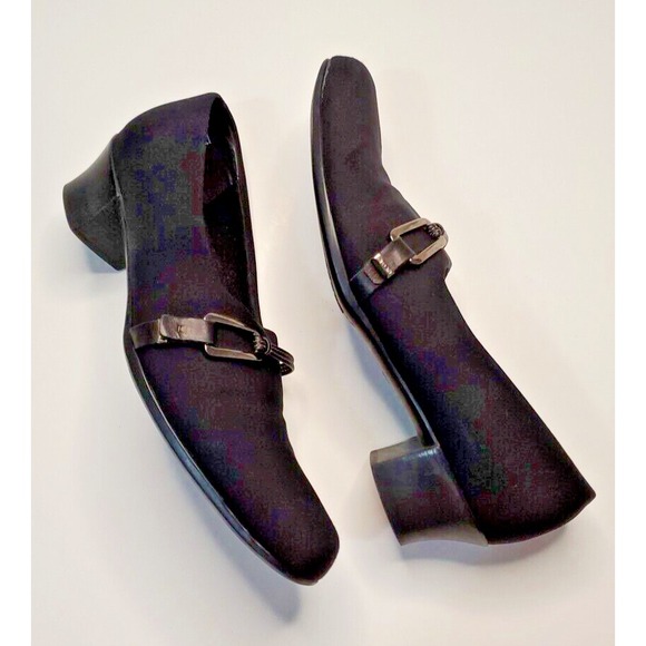 Munro American Women's Shoes Cindi Black Fabric Heels With Strap Sz 8.5M - Picture 3 of 16